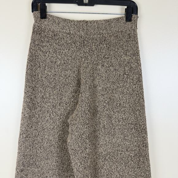 Zara Women’s Pants S Wide-Leg Brown Mixed Thick Knit Elastic Waist - Picture 7 of 14